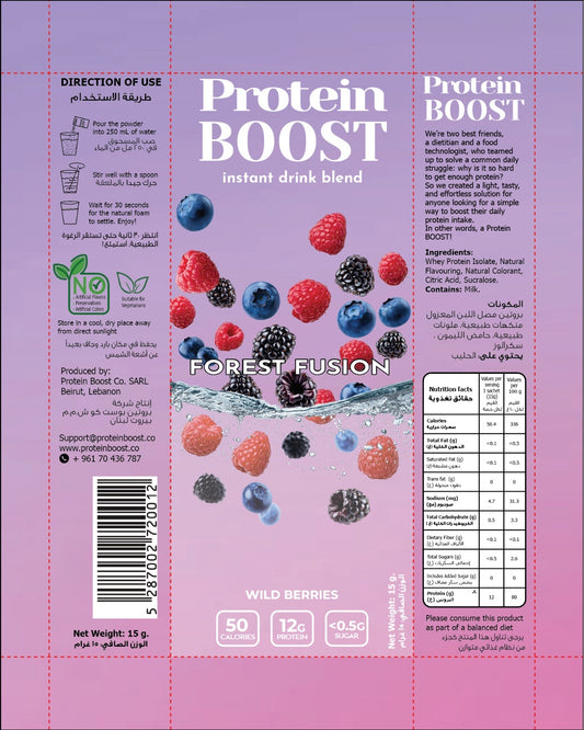 Protein Boost Mixed Berries x 16 Sachets - Instant Drink Blend